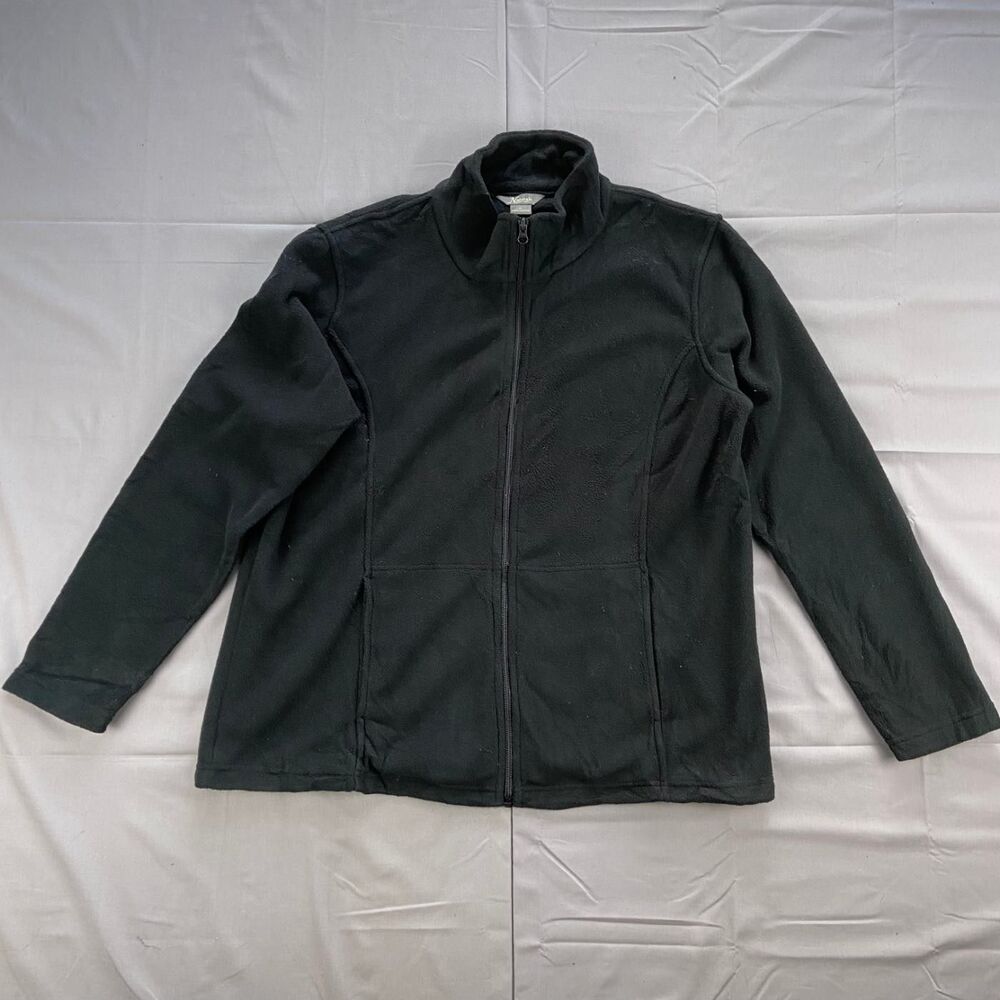 Natural Reflections Women's Xl Black Full Zip Fleece Jacket Mock Neck 100 Solid